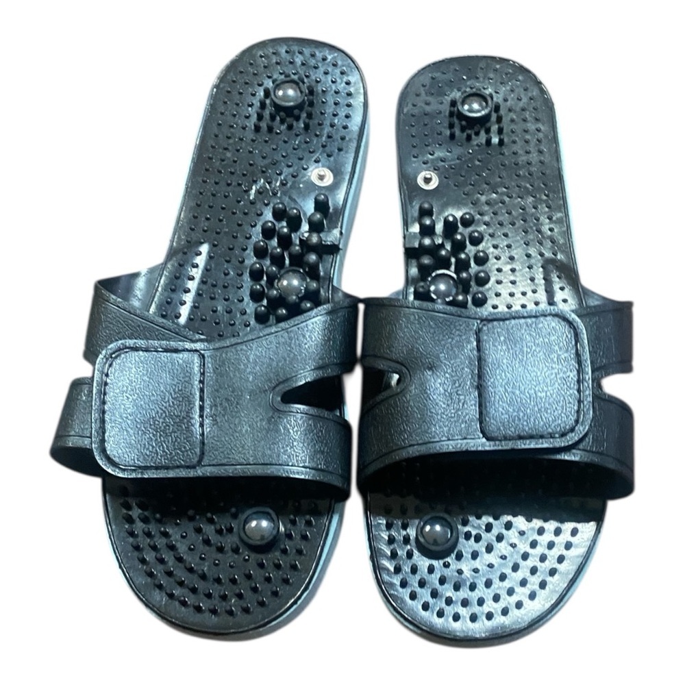 Black Slide Sandals with Massage Nodes